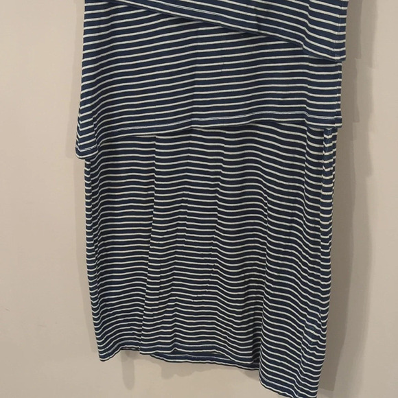 J Mclaughlin Nicola Dress Navy White Stripe 100% Cotton size Medium Sleeveless - Picture 3 of 10